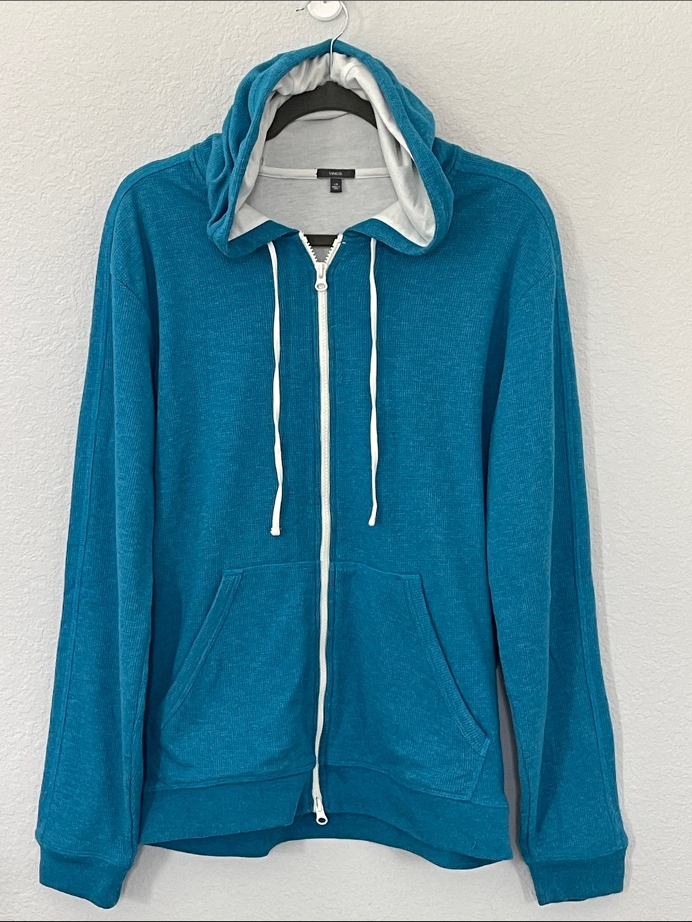 Vince Women’s Large Teal Blue Full Zip Hoodie Cotton Blend Lightweight Jacket